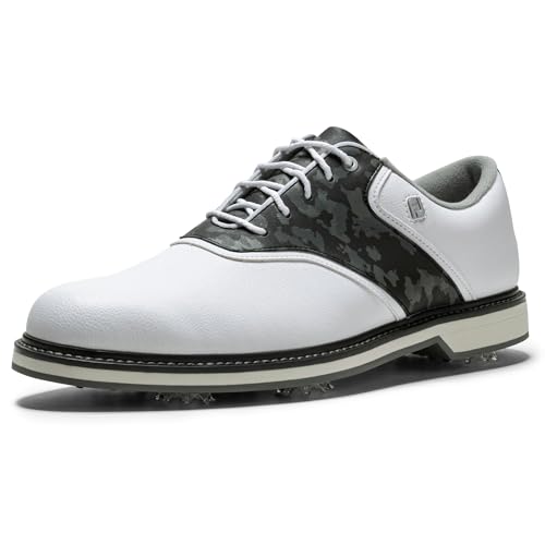 FootJoy Men's FJ Originals Golf Shoe, White/Grey/Multi, 11 Medium