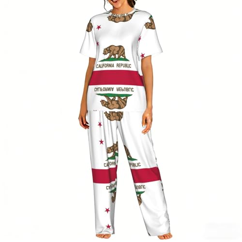 Ensemble de pyjama doux femme motif Californie vêtement de nuit confortable pour dormir