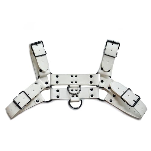 Mens Adjustable Buckle Leather Half Harness Body Chest Gay Belt Punk Shoulder Strap Muscle Suspender Vest Costume