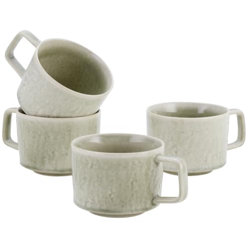 Image of Stellar Bantham Stoneware Mugs Set of 4, Ceramic Coffee & Tea Cups (Large)