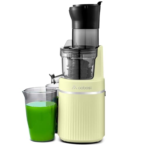 Aobosi Licuadora para verduras y frutas de frutas y verduras con función inversa, Exprimidor eléctrico con abertura de 80 mm, Motor silencioso de 2000W, Libre de BPA, Beige