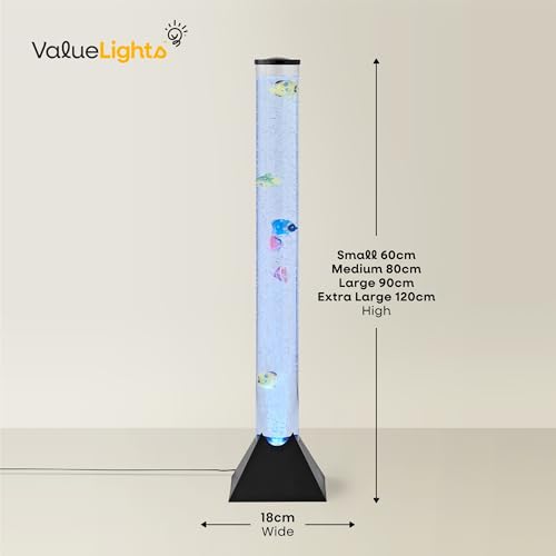 MiniSun | 120cm Colour Changing LED Novelty Bubble Tower Fish Lamp | Mood Lights, Home Décor & Improvement Essential