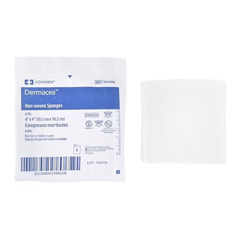 Cardinal HealthTM DermaceaTM Standard Non-Woven All-Purpose Gauze Sponge, Sterile, 4 x 4IN, 6 Ply, 441406, Case of 800 miniatura 1