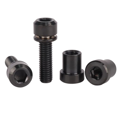 Image of Titanium Bolt M5x16 18 20mm with Washer Steerer Clamp Nut for Bicycle Stem Front Forking Lock Pack of 2 (Black, M5x18mm)