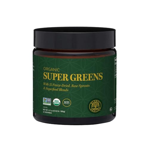 Image of Global Healing Organic Super Greens Powder Blend - Greens Superfood Powder with 15 Raw Whole Sprouts - Delicious Green Juice Smoothie Mix for Daily Nutrition - Non-GMO, Gluten-Free Greens Supplements
