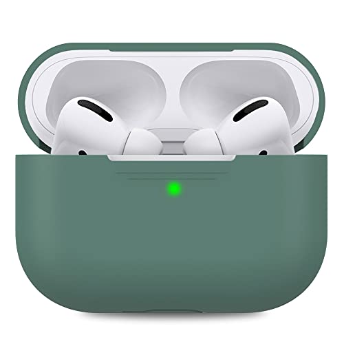 AHASTYLE AirPods Pro Case Airpods Pro Funda Cubierta Protectora [LED Frontal Visible] [Carga Inalambrica] Compatible con Apple AirPods Pro 2019 (Sin Mosquetón, Pino Verde) Cover