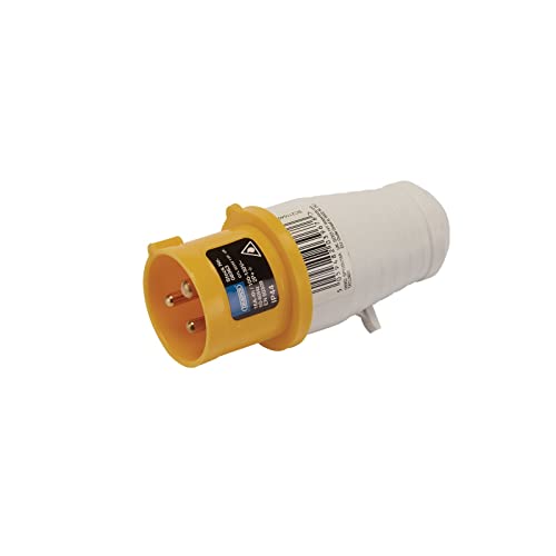 Draper 08963 110V Site Plug, 16A, Pin, 100-130V, IP44 Splashproof, Yellow