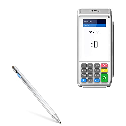 BoxWave Stylus Pen Compatible with Pax A80 - AccuPoint Active Stylus, Electronic Stylus with Ultra Fine Tip for Pax A80 - Metallic Silver