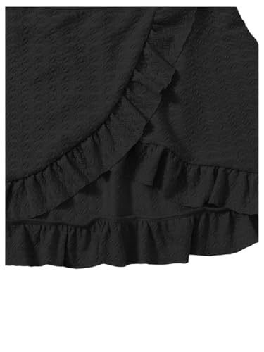 Image of SHENHE Girl's 3 Piece Cute High Waisted Ruffle Trim Swimsuit Bikini Sets with Beach Skirt