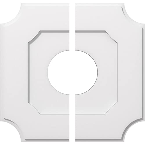 Ekena Millwork CMP22LE2-07000 Locke Architectural Grade PVC Contemporary, Two Piece Urethane Ceiling Medallions 22"OD x 7"ID x 13"C x 1"P
