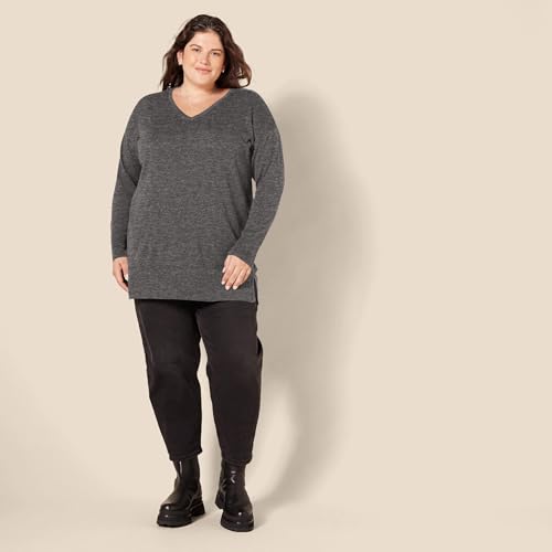 Image of Amazon Essentials Women's Lightweight V-Neck Tunic Sweater, Long Sleeve, Ribbed (Available in Plus Size)