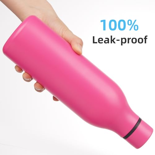 Image of Konokyo Insulated Water Bottle with Strap,25 oz Double Wall Stainless Steel Vacuum Bottles Metal Water Flask,Pink