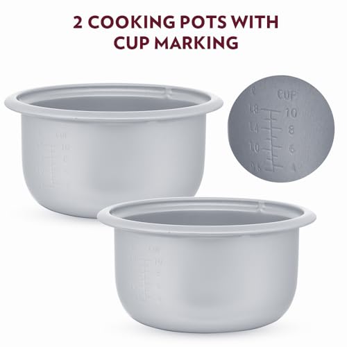Image of Borosil 1.8L Pronto Dual Electric Rice Cooker | Keep Warm Feature with Indicator Display, Anti Skid Rubber Feet | Cook & Boil Noodles, Rice, Upma, Idli, Dhokla | 2 Years Warranty