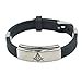 Freemason Masonic Bracelet - Stainless Steel & Rubber Freemason Masonic Wristband / Wristlet with Watch Style Clasp - Freemason's Jewelry for Free Masonry Member. Free Masons Masonary Design