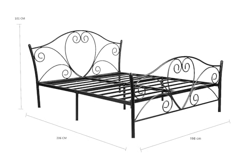 Image of APRODZ Iron King Size Bed Without Storage | Wrought Iron King Size Cot | Double Bed King Size for Bedroom with Headboard and Footboard Without Mattress (78X72 Comforta)