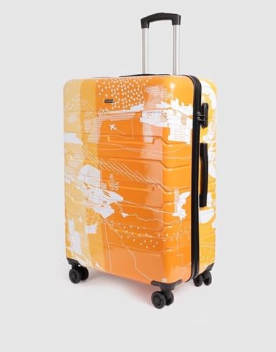 Image of TEAKWOOD LEATHERS Twin Printed Hardside Trolley 360 Degree 8 Roating Wheels, Trolley Bag for Travel (Orange, Large)