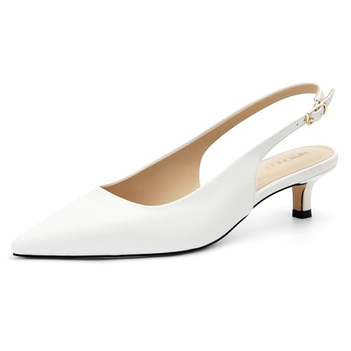 Women's Kitten Heels Slingback Pointed Closed Toe Ankle Strap Elegant Women Pumps Shoes for Dating Wedding
