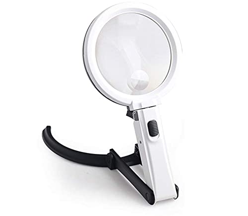 Loupe de lecture pliable HJMMWT avec 10 LED et double grossissement 2X 5X