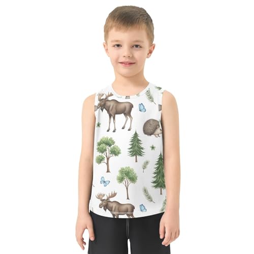 J JOYSAY Moose Rabbit Hedgehog Boys Tank Top Sleeveless Muscle Shirts Quick Dry Active Sport Workout Kids T-Shirts 3-15T2