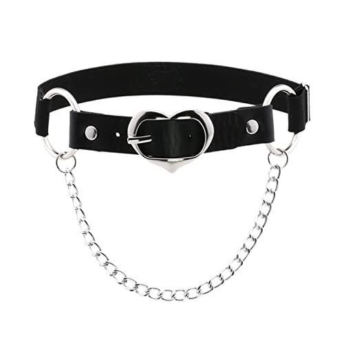 Damen Verstellbares Kunstleder Sexy Beine Oberschenkel Strumpfband Ausschnitt Herzförmiges Metallkettenglied Party Kostüme (Color : 8, Size : One Size)