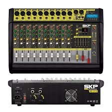 Mesa De Som Amplificada 10c Ativa Skp Vz100 Usb/blue