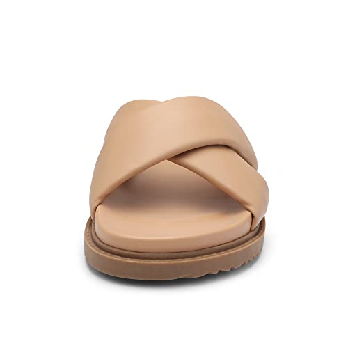 Image of DREAM PAIRS Women's Crisscross Open Toe Slide Sandals Flat Comfort Slip on Sandals