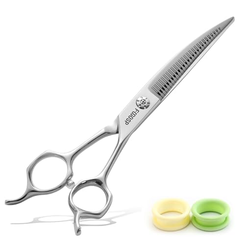 FOGOSP Magic Curved Natural Chunkers Dog Grooming Scissors Professional 7'' Pointy-tongued Curved...
