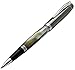 Xezo Handmade Rollerball Pen in Tungsten Metallic Finish with Tahitian Black Mother of Pearl (Maestro Black MOP Tungsten RPL). No Two Alike
