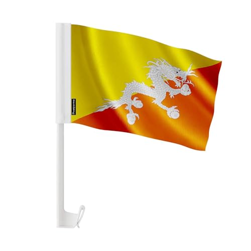 Drapeau voiture Bhoutan en polyester pour vos défilés et fêtes