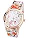 Suppion Women Silicone Printed Flower Causal Quartz Wrist Watches Orange