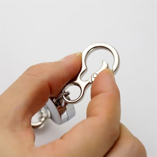 Porte-clé rétractable antivol noir avec câble acier extensible pour pass - 4