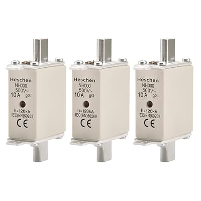 Heschen NH Fuse Link, Ceramic Fuses, NH000, 35A, gG Type, Knife Type Contact, Front Indicator Combination Detector, Pack of 3
