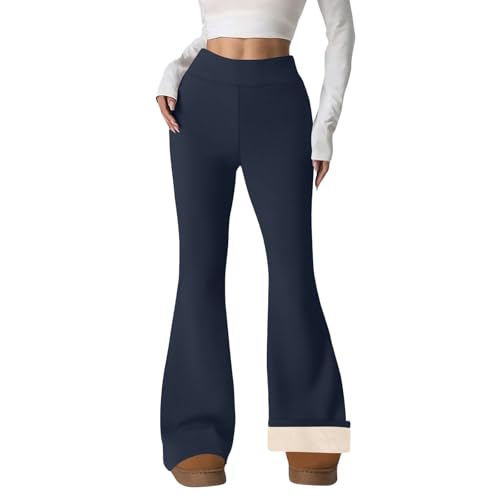 Legging évasé polaire femme chaud et pantalon de yoga taille haute stretch