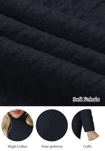 Image of Women's Turtleneck Sweater Cable Knit Long Sleeve Sexy Pullover Tunic Mini Bodycon Sweater Dress Trendy Outfits