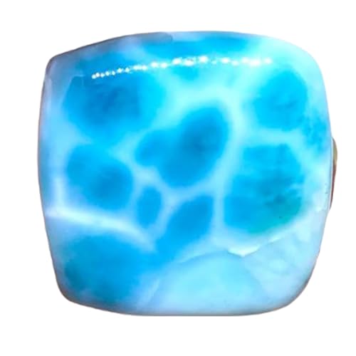 Pierre précieuse de larimar 26x26mm taillée en cabochon pour bague de prestige