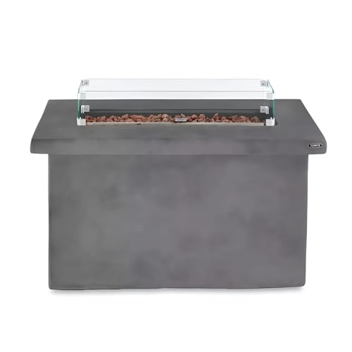 Image of Tower Large Magna Rectangular Gas Fire Pit made from Magnesium Oxide, Fire and Moisture Resistant, Grey, T978529