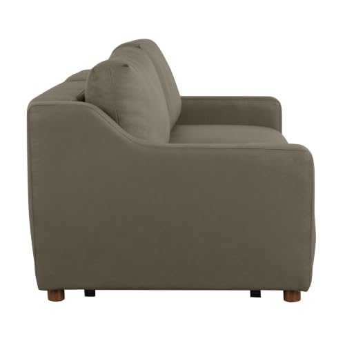 Image of Serta Glendale 90.2 inch Queen Size Wall-Hugging Convertible Sofa, Dreamcoil Comfort, Vegan Suede Fabric, Olive