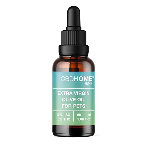 Cbhome Pets - Olio Di Semi Di Canapa 10% - 50 Ml - Adatto Agli Animali: Cani E Gatti - Spremuto A Freddo - Senza Additivi Né Solventi - 100% Vegetale - Certificato Biologico Ue - 2