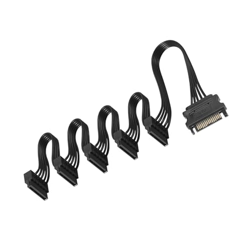 GERUI Cable SATA de 15 pines, macho de 15 pines SATA a hembra 5 SATA cable de serie cable divisor se aplica a HDD, SSD, unidades ópticas cable SATA (1)