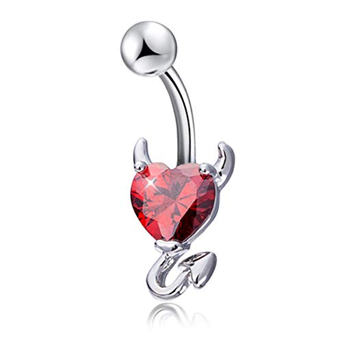 Corneliaa Diablo corazón circón Piercing Ombligo quirúrgico Anillos del botón del Ombligo Piercing Ombligo Anillo del botón del Vientre para Las Mujeres joyería