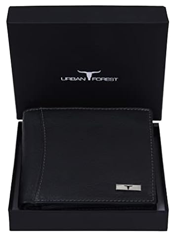 URBAN FOREST Oliver Black Leather Wallet for Men with RFID Protection