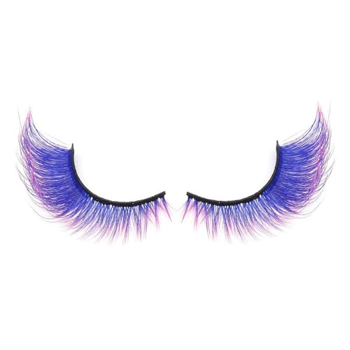 Pestañas Postizas de Colores | Extensiones de Pestañas Postizas de Colores | Suministros de Maquillaje Reutilizables de Volumen Intenso para Fiestas de Halloween, Bodas y Eventos, Cosplay y Escenarios