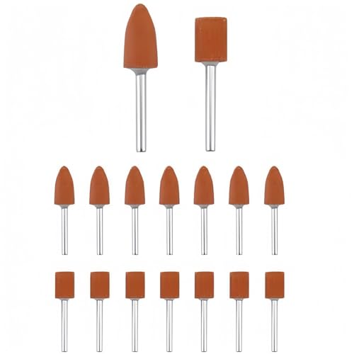 Korund Schleifspitze Set, 14 Stück Schleifscheibenkopf, Hochwertige Polier, Entgrat Köpfe Kompatibel mit 1/8 Rotationswerkzeugen (Dremel & ähnliche)