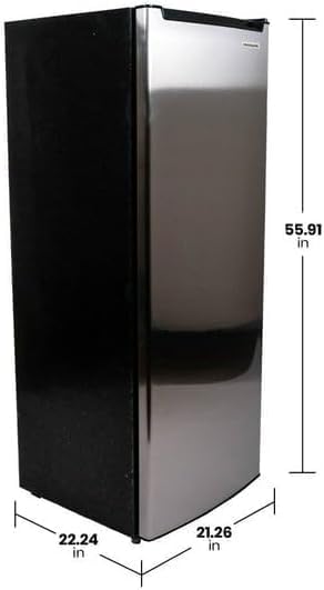 Modern Upright Freezer, Reversible Door Hinge, Removable Shelves - 6.5 Cu ft Capacity (Stainless Steel)