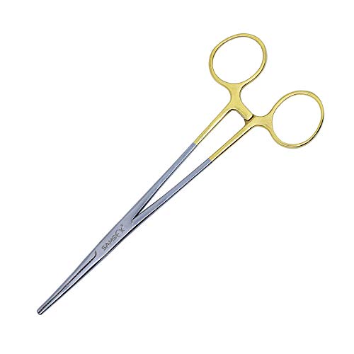 SAMSFX Fishing Curved Forceps Locking Tweezers Clamp Hemostat Pliers Gold Plated Clamp
