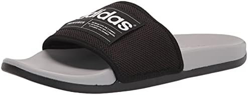 adidas Unisex Adilette Comfort Slide Sandal, Core Black/White/Grey,14 Women/13 Men