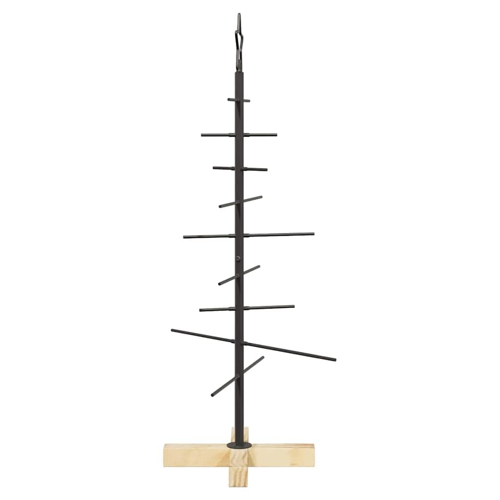 Albero di Natale fai da te in metallo con supporto in legno nero 89 cm – Albero di Natale in metallo 89 cm per decorazione creativa