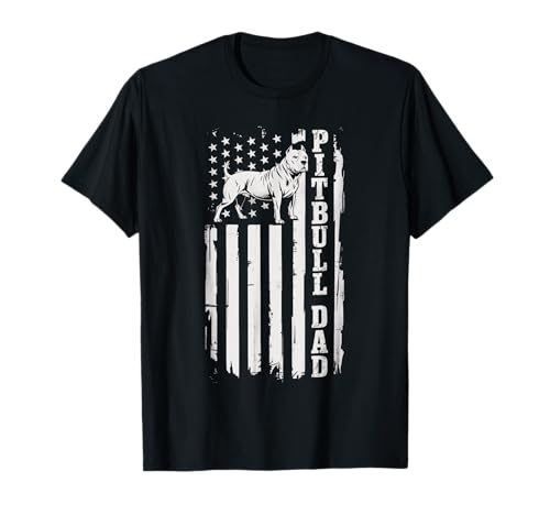 Pitbull Dad Vintage Bandera Americana Patriótica Pitbull Dog Camiseta
