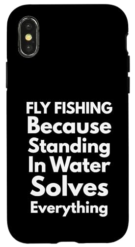 Fly Fishing Solves Everything �ʔ������p �X�}�z�P�[�X iPhone X/XS �p
