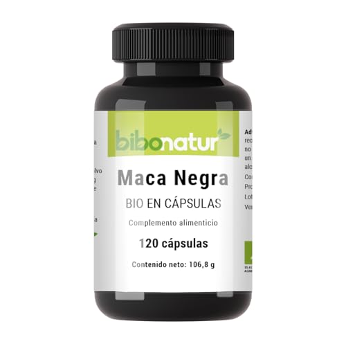 Bibonatur Maca Negra BIO: Certificación Ecológica. 120 Cápsulas Veganas. Aporta Energía y Resistencia. Fortalece los Huesos Alta Biodisponibilidad y Absorción. Sin GMO